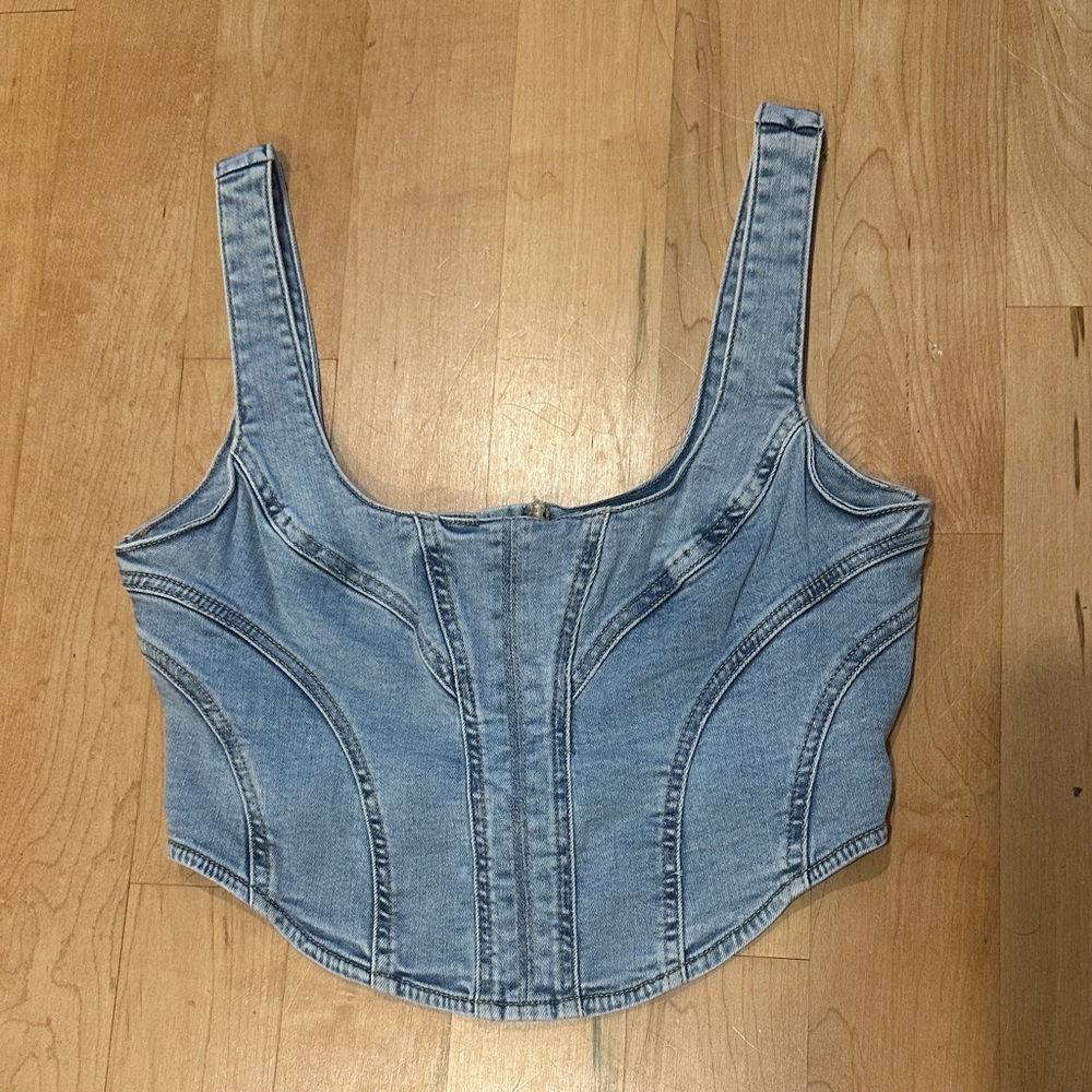 Garage Blue Denim Corset Tank Top